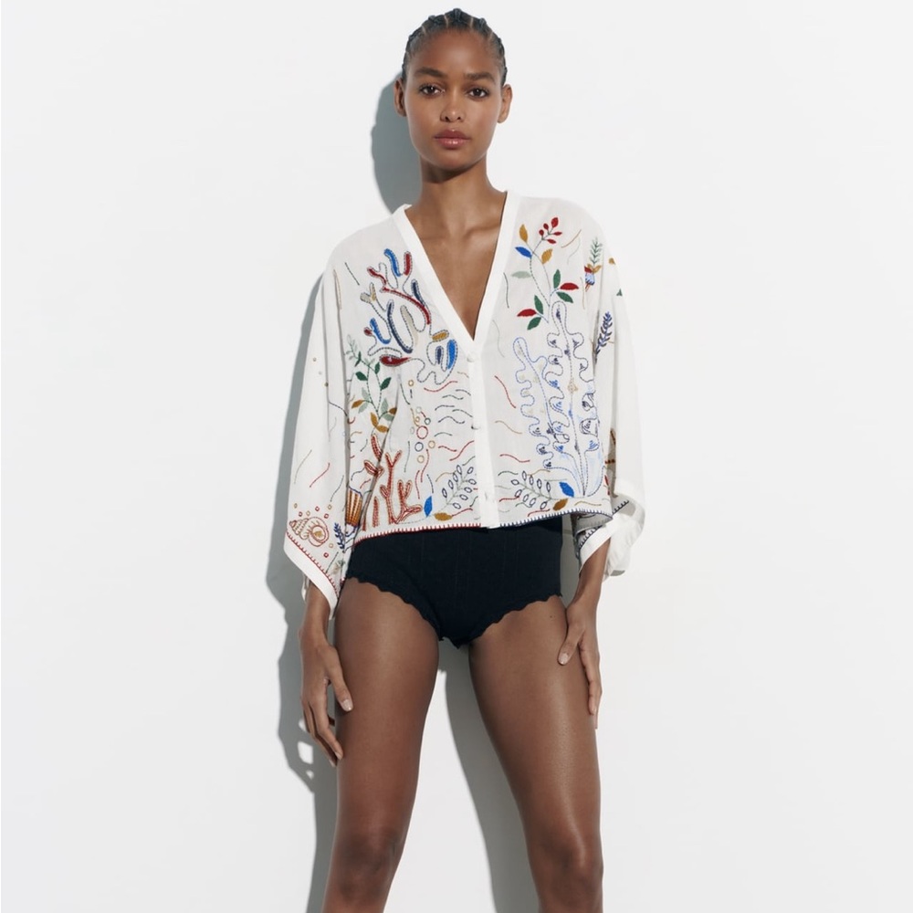Zara embroidered blouse